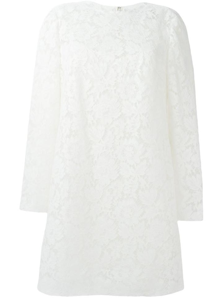 Valentino Floral Lace Dress, Women's, Size: 42, White, Cotton/viscose/polyamide/spandex/elastane