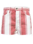 Frame Denim Striped Fitted Shorts - Red