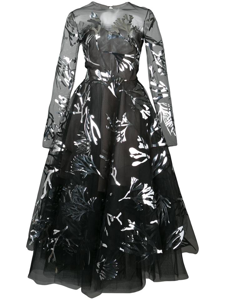 Oscar De La Renta Metallic-print Gown - Black