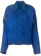 Versace Vintage Beaded Fringes Detail Jacket - Blue