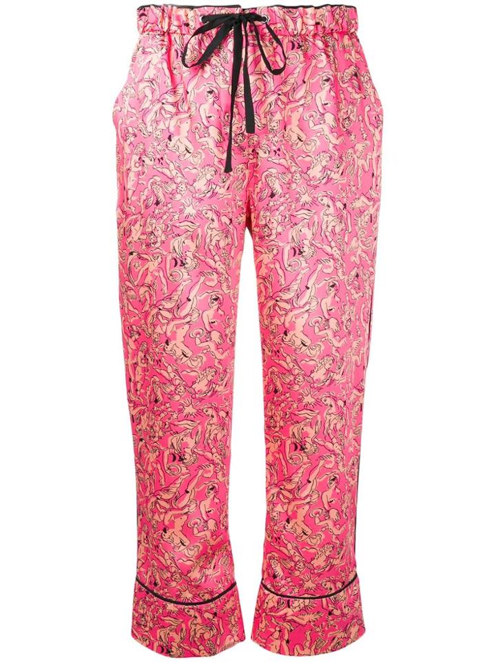 Victoria Victoria Beckham Cropped Printed Trousers - Pink