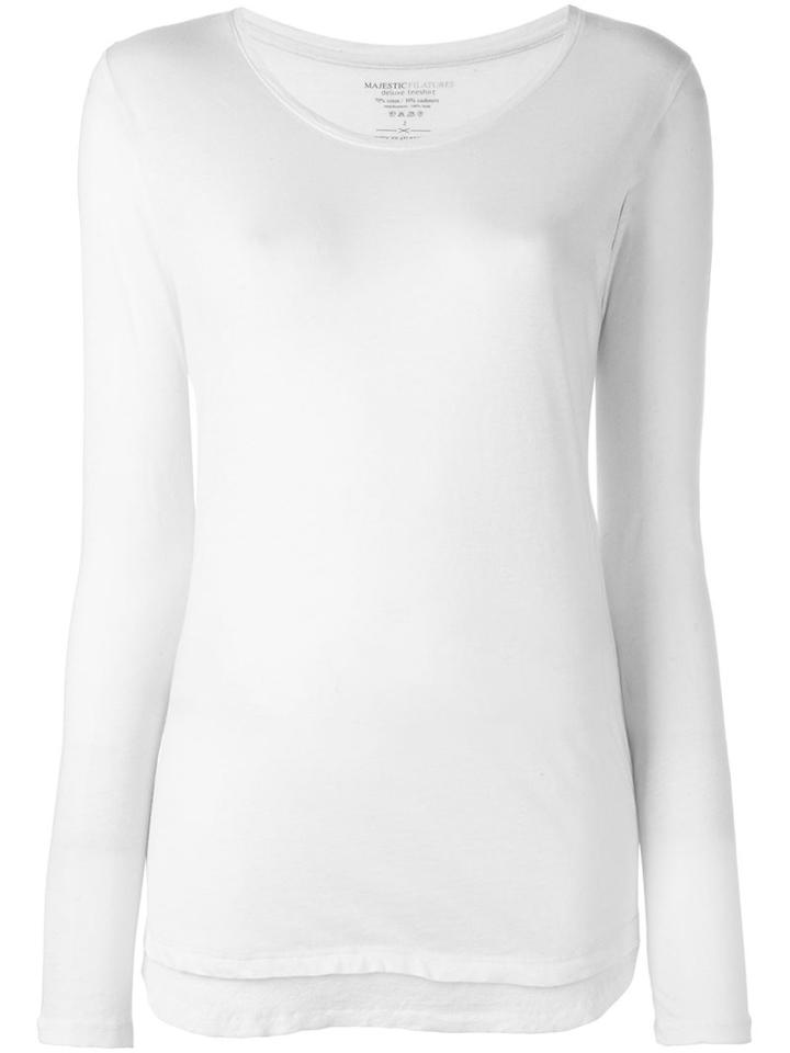 Majestic Filatures Layered Hem Top, Women's, Size: Iv, Nude/neutrals, Cotton/cashmere/wool