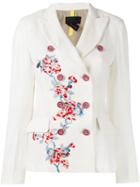 History Repeats - Floral Double Breasted Jacket - Women - Cotton/linen/flax - 42, Women's, White, Cotton/linen/flax