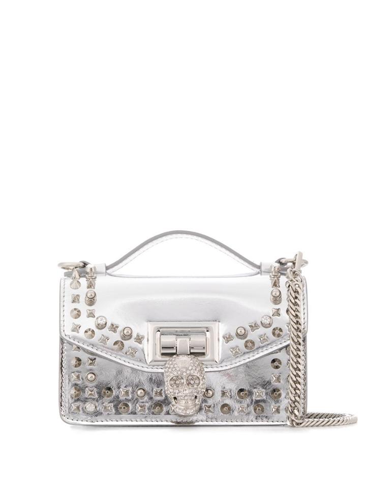 Philipp Plein Studded Top Handle Shoulder Bag - Silver