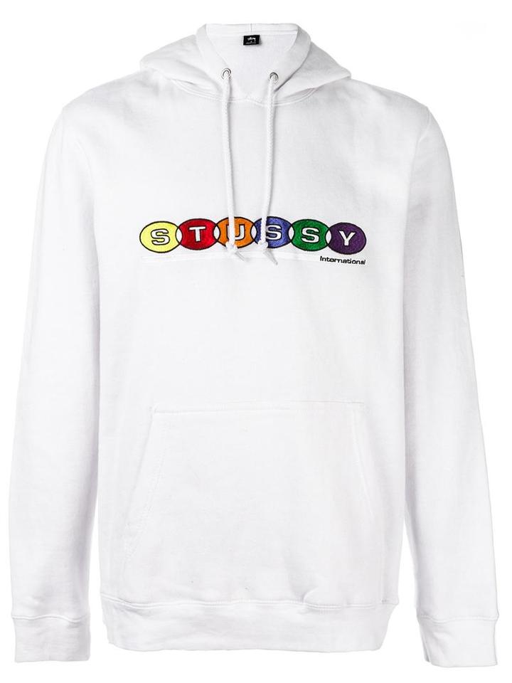 Stussy Embroidered Logo Hoodie, Men's, Size: Large, White, Cotton/polyester