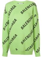 Balenciaga Intarsia Logo Jumper - Green