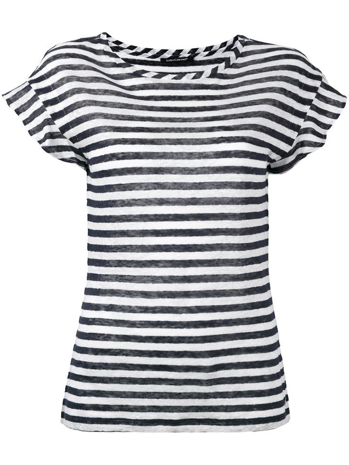 Luisa Cerano Semi-sheer Striped T-shirt, Women's, Size: 38, Blue, Linen/flax