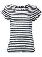 Luisa Cerano Semi-sheer Striped T-shirt, Women's, Size: 38, Blue, Linen/flax