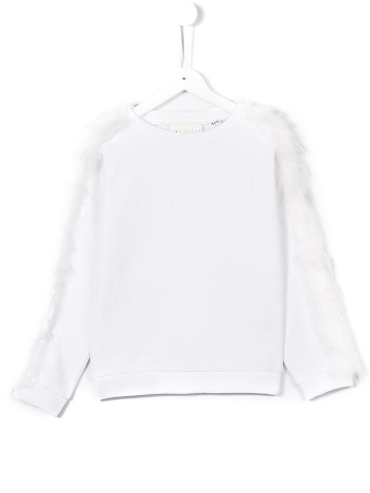 Une Fille Faux Fur Trim Sweatshirt, Girl's, Size: 8 Yrs, White