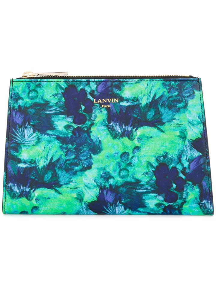 Lanvin Printed Trapeze Clutch - Blue