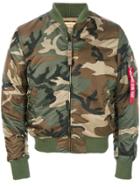 Alpha Industries Camouflage Bomber Jacket - Green