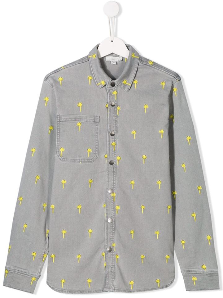 Stella Mccartney Kids Teen Palm Trees Embroidered Shirt - Grey