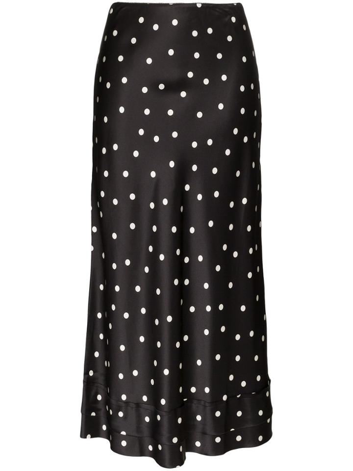Lee Mathews Talulah Polka-dot Silk Midi Skirt - Black