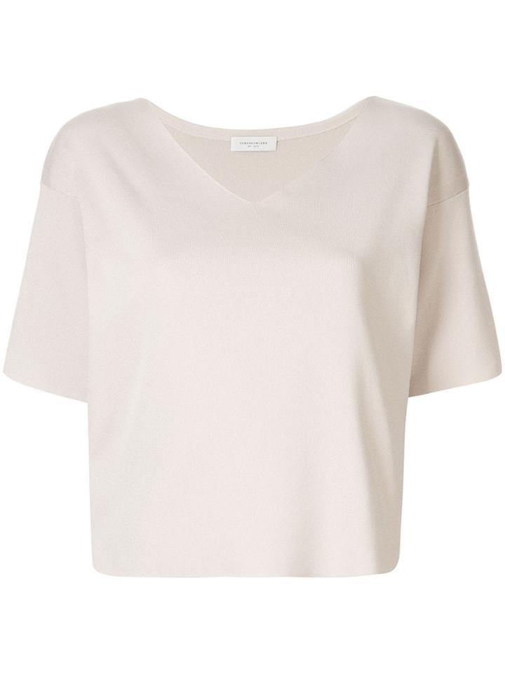 Tomorrowland Cropped V-neck T-shirt - Neutrals