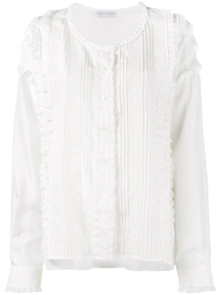 Faith Connexion Oversized Lace Blouse, Women's, Size: Small, White, Cotton/polyamide/silk