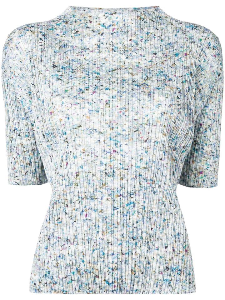 Pleats Please By Issey Miyake Speckled Print Top - Blue