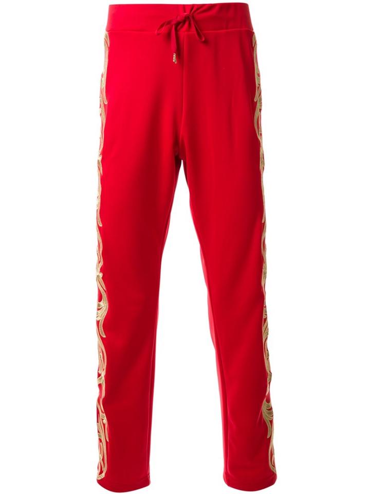 Dresscamp Embroidered Track Pants, Men's, Size: 44, Red, Polyester