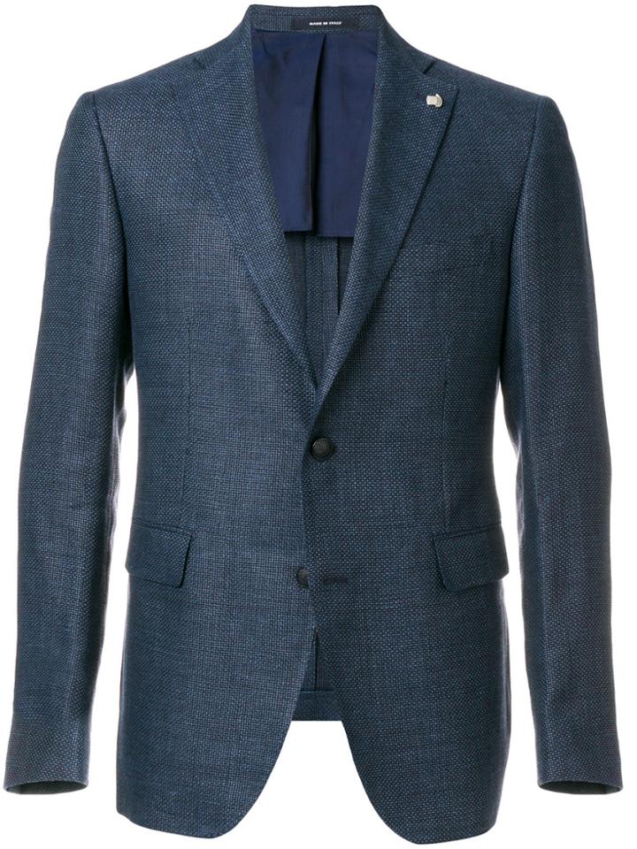 Tagliatore Textured Slim Fit Blazer - Blue