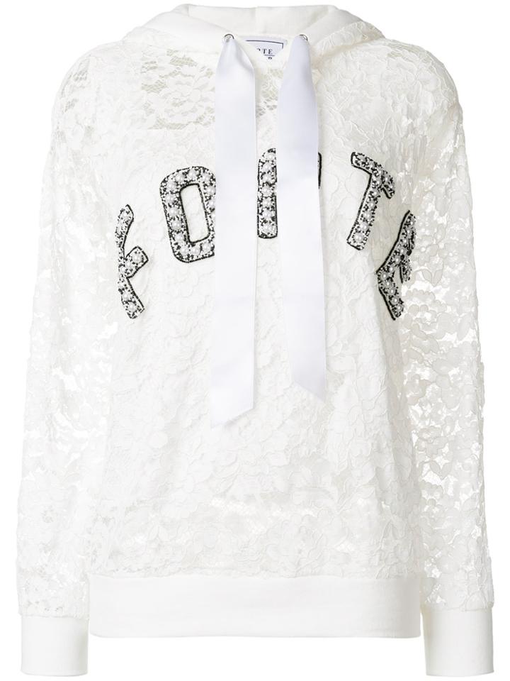 Forte Couture Lace-embroidered Hooded Sweatshirt - White