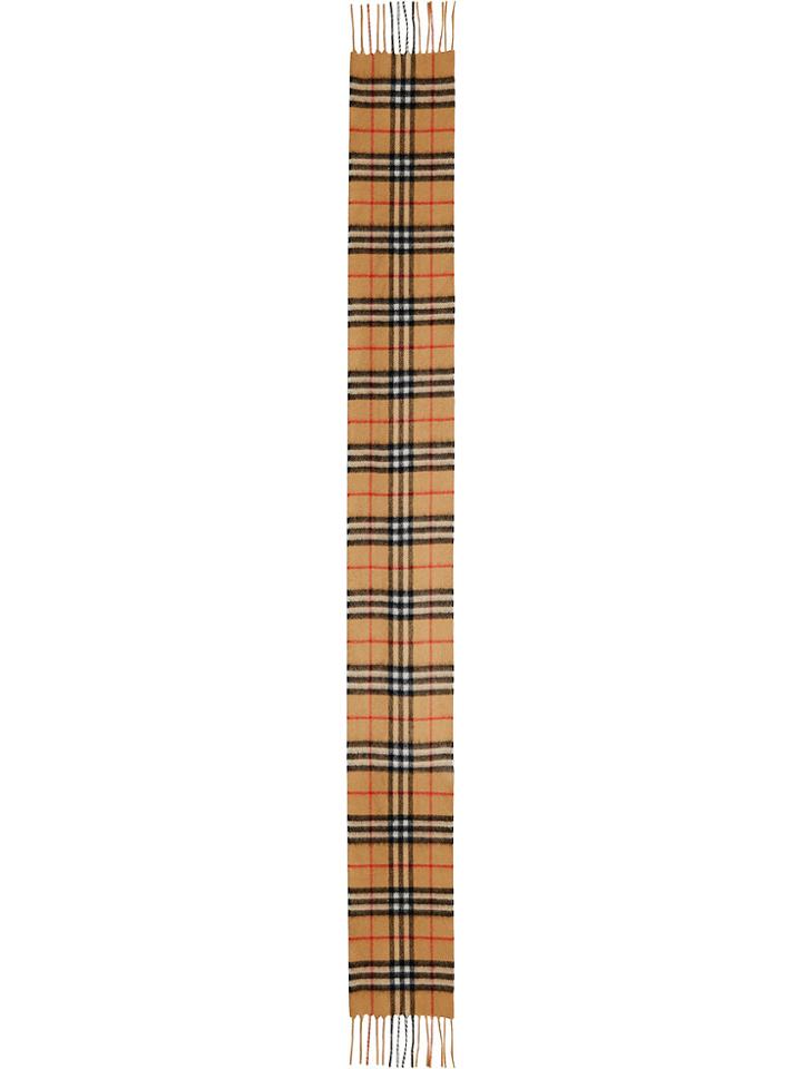 Burberry Yellow Long Vintage Check Cashmere Scarf - Multicolour