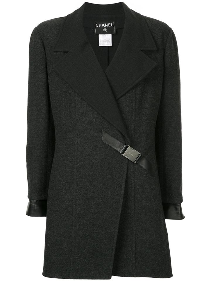 Chanel Vintage Buckle Fastening Boxy Coat - Grey