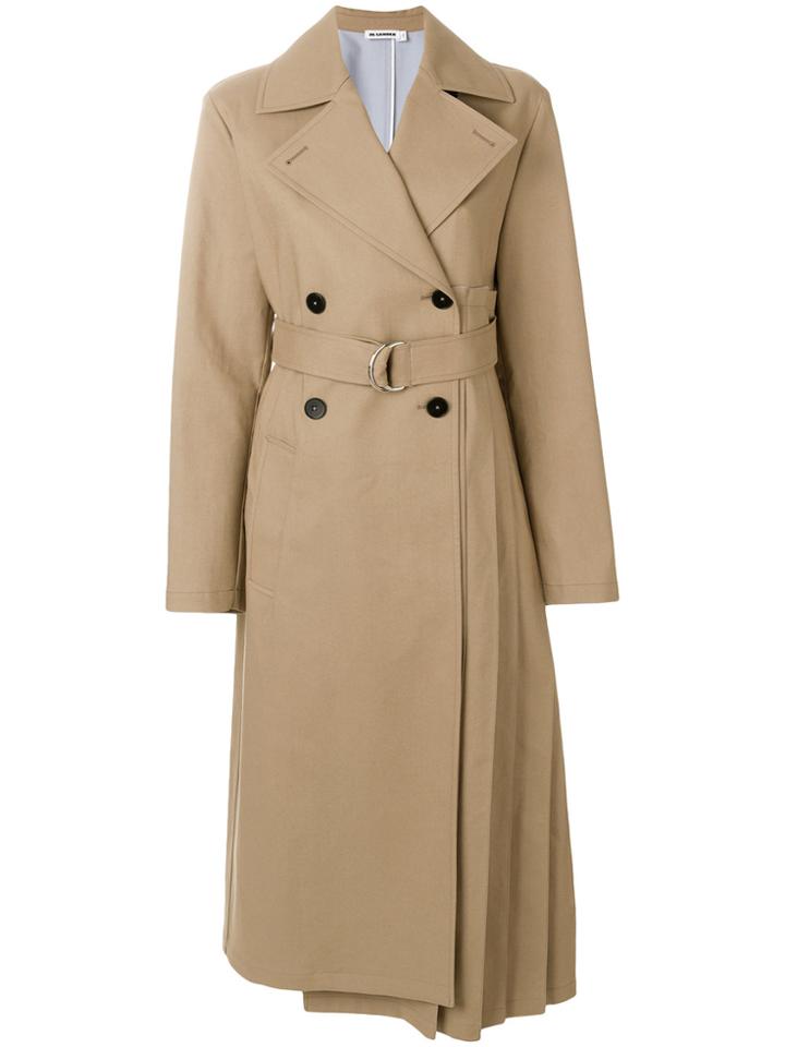 Jil Sander Pleat Detail Trench Coat - Nude & Neutrals