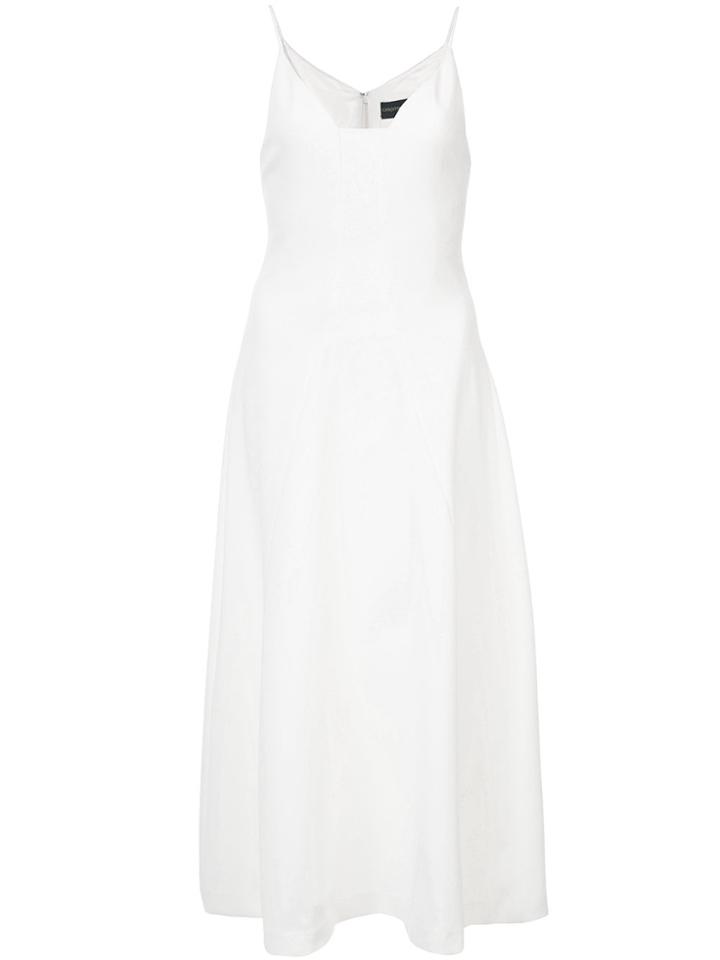 Christian Siriano Spaghetti Strap Flared Dress - White