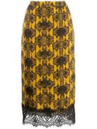 Essentiel Antwerp Lace Hem Midi Skirt - Yellow