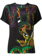 Versace Printed Logo Blouse, Women's, Size: 42, Black, Silk