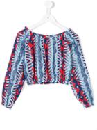 Dondup Kids Patterned Off-the-shoulder Top, Girl's, Size: 8 Yrs, Blue