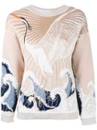 Giada Benincasa Swan Intarsia Jumper, Women's, Size: Xs, Pink/purple, Cotton/polyester/spandex/elastane/viscose