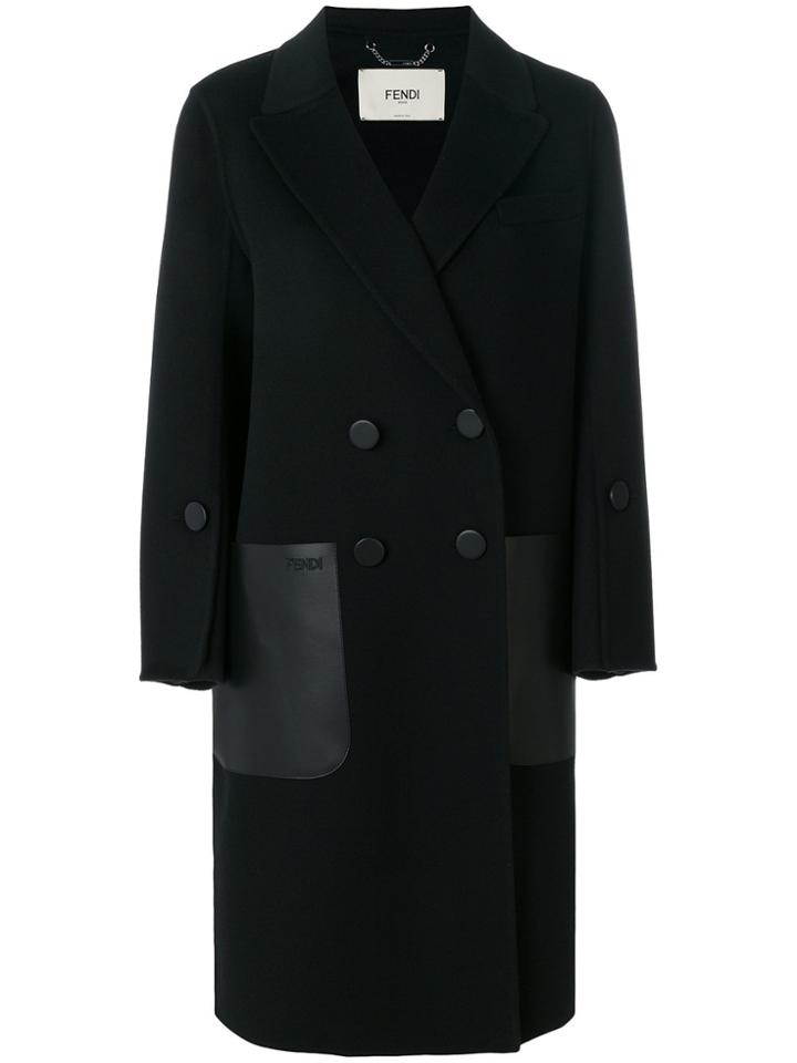 Fendi Double Breasted Coat - Black