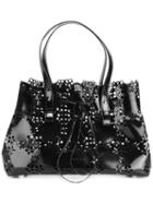 Simone Rocha Perforated Trim Tote Bag, Women's, Black, Leather