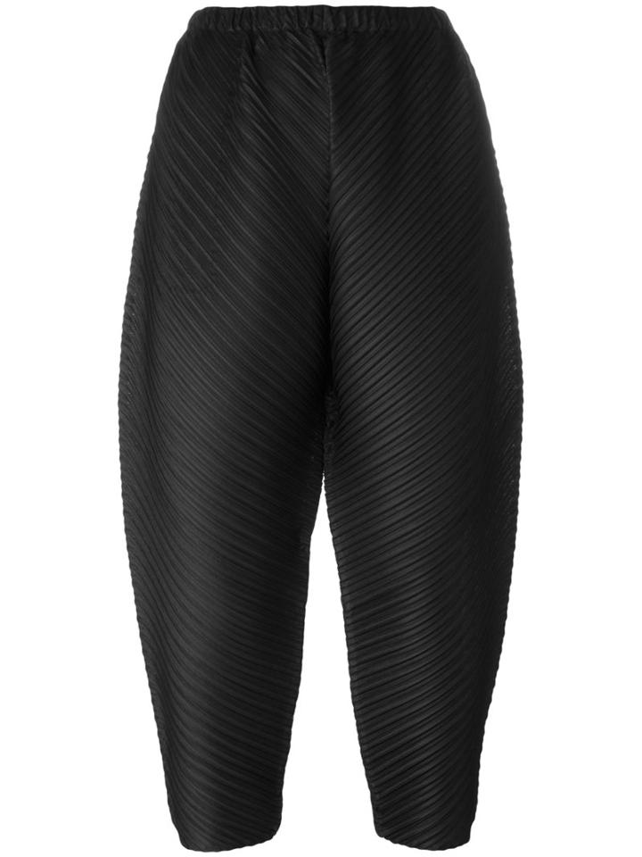 Pleats Please By Issey Miyake Slouched Ribbed Track Trousers, Women's, Size: 5, Black, Polyester