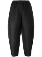 Pleats Please By Issey Miyake Slouched Ribbed Track Trousers, Women's, Size: 5, Black, Polyester