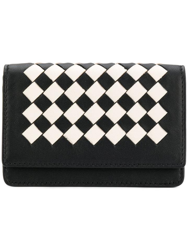 Bottega Veneta Nero Latte Intrecciato Palio Card Case - Black