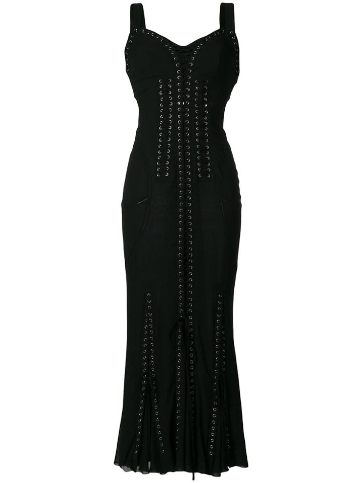 Dolce & Gabbana Lace-up Long Corset Dress - Black