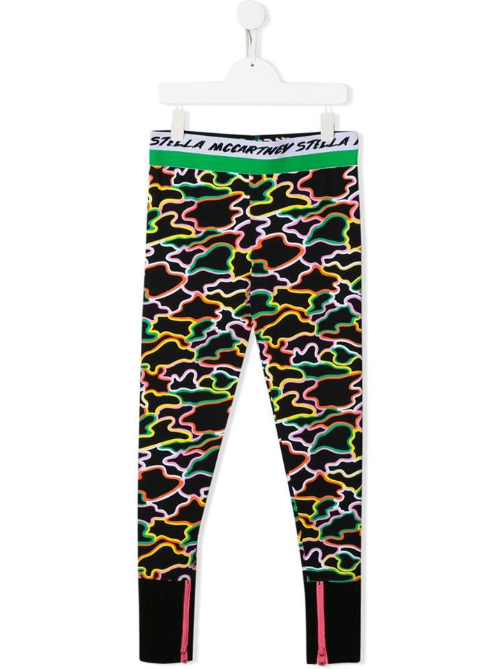 Stella Mccartney Kids Teen Sports Logo Print Leggings - Black