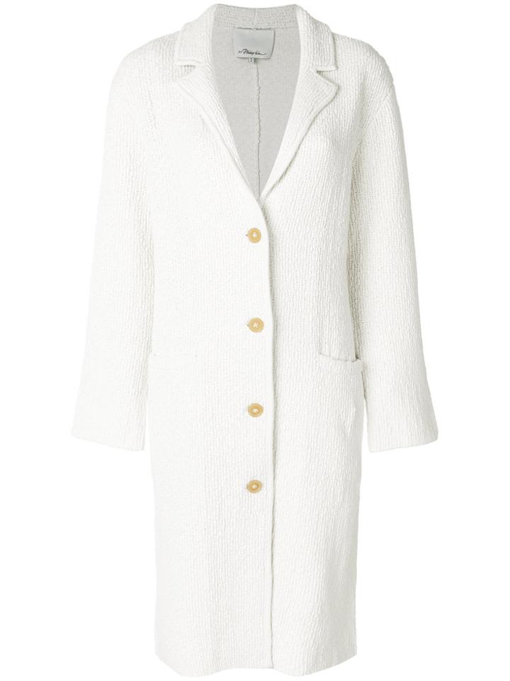 3.1 Phillip Lim Textured Single-breasted Coat - White