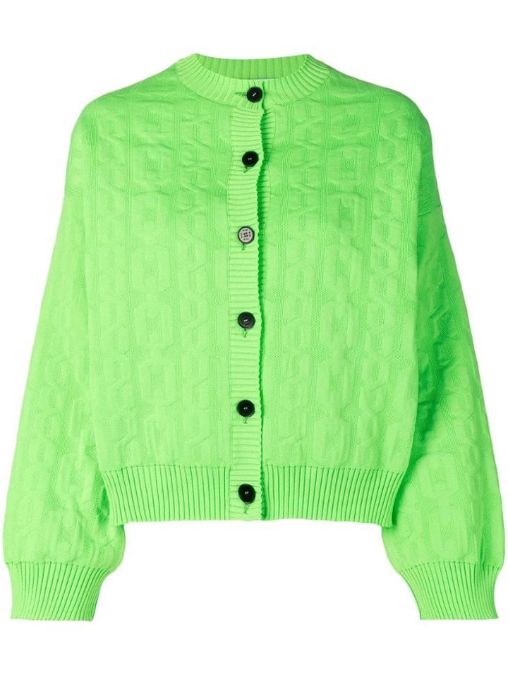 Msgm Embossed Oversized Bomber Jacket - Green
