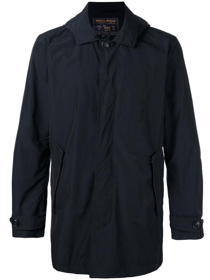 Woolrich Hooded Button Jacket - Blue