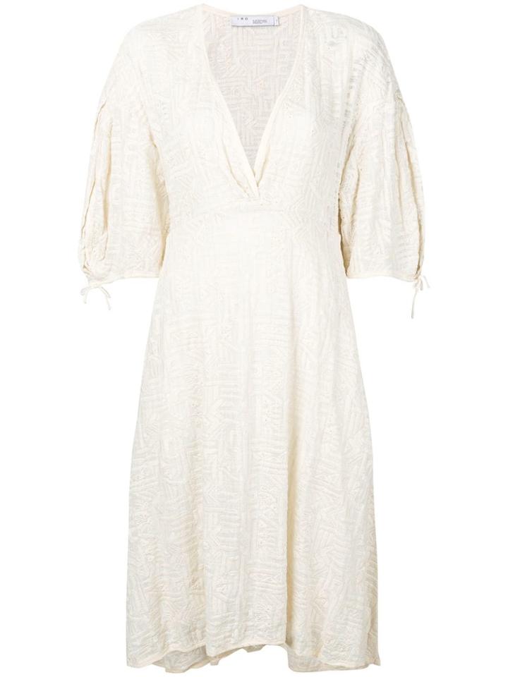 Iro Embroidered V-neck Dress - White