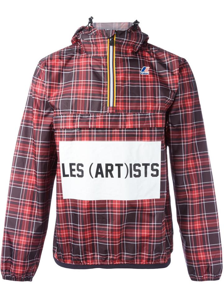 Les (art)ists K-way X Les (art)ists Logo Print Checked Jacket, Adult Unisex, Size: Xl, Red, Polyester