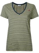 Sonia By Sonia Rykiel - V-neck Striped T-shirt - Women - Cotton - Xs, Yellow/orange, Cotton