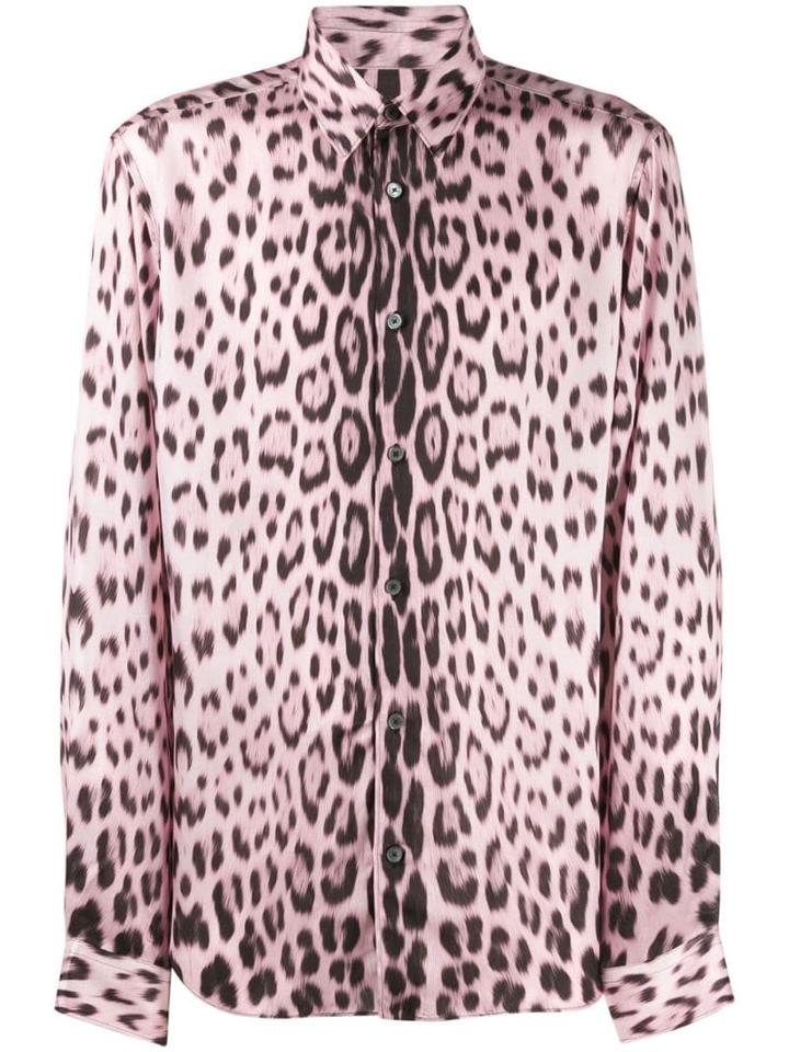 Roberto Cavalli Leopard-print Satin Shirt - Pink
