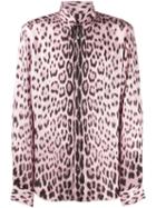 Roberto Cavalli Leopard-print Satin Shirt - Pink