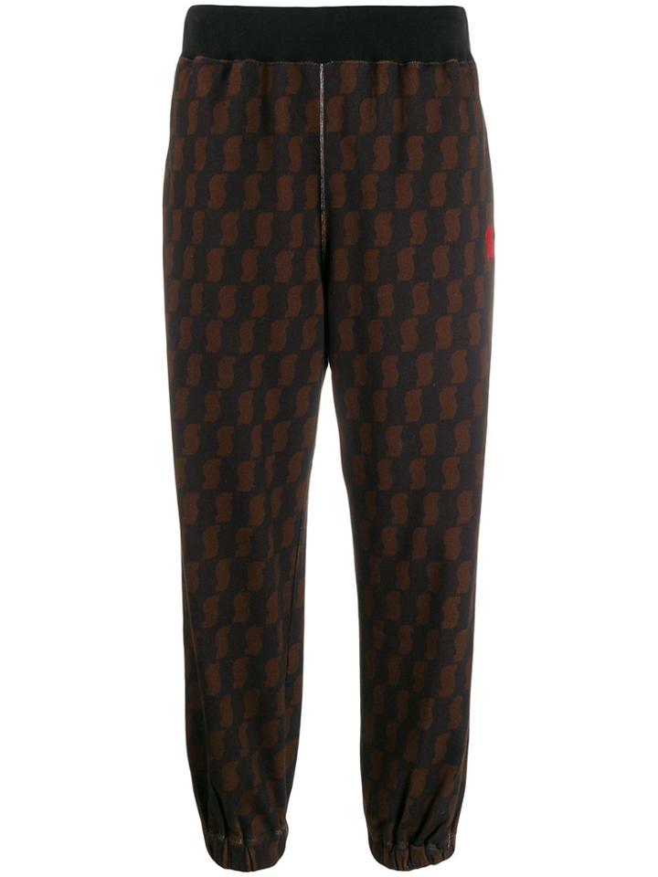 Undercover Monogram-print Cropped Trousers - Brown