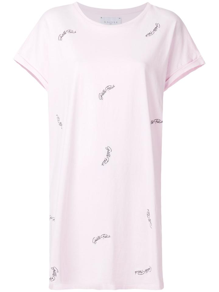 Gaelle Bonheur Logo Printed T-shirt Dress - Pink & Purple