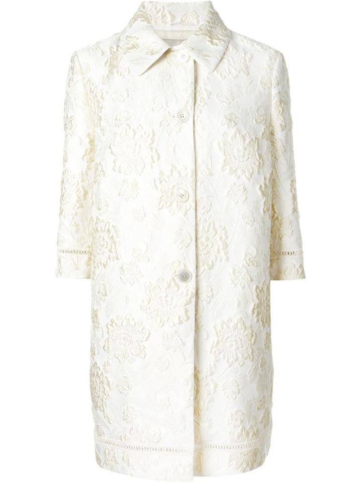Ermanno Scervino Floral Brocade Coat, Women's, Size: 46, Nude/neutrals, Polyester/polyamide/silk