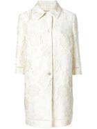 Ermanno Scervino Floral Brocade Coat, Women's, Size: 46, Nude/neutrals, Polyester/polyamide/silk